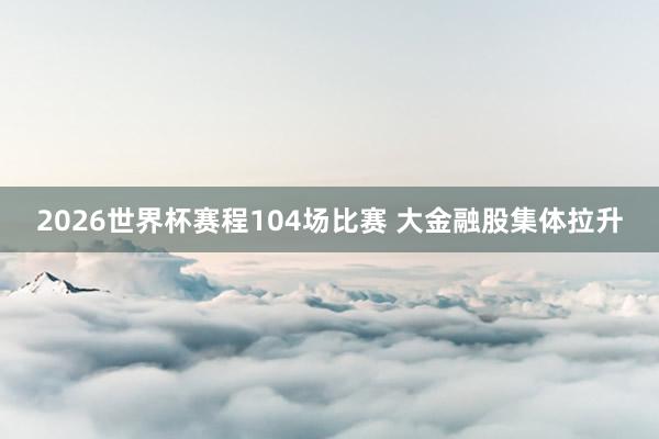 2026世界杯赛程104场比赛 大金融股集体拉升