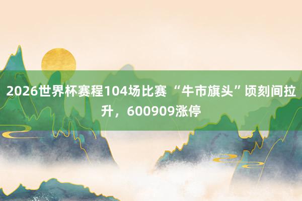 2026世界杯赛程104场比赛 “牛市旗头”顷刻间拉升,600909涨停