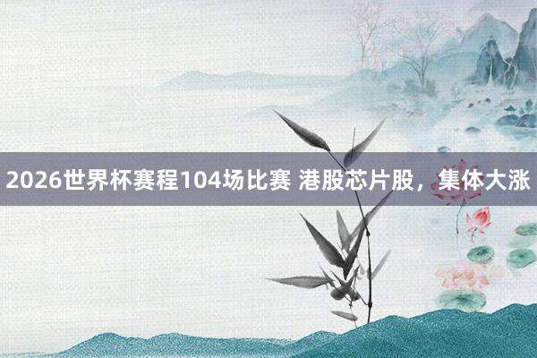 2026世界杯赛程104场比赛 港股芯片股,集体大涨