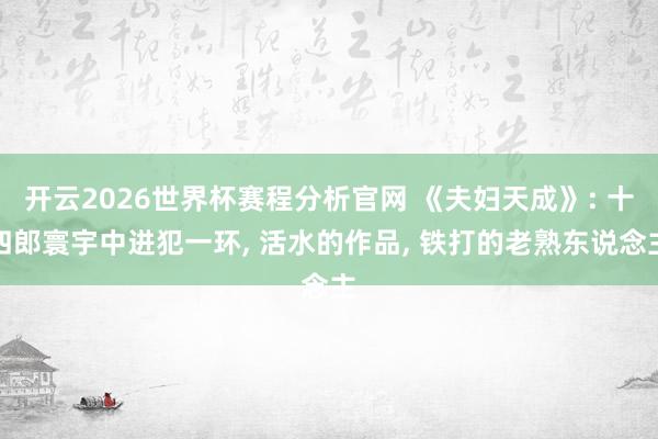 开云2026世界杯赛程分析官网 《夫妇天成》: 十四郎寰宇中进犯一环, 活水的作品, 铁打的老熟东说念主
