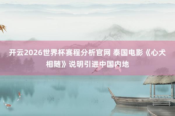 开云2026世界杯赛程分析官网 泰国电影《心犬相随》说明引进中国内地