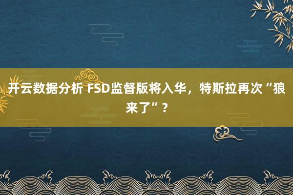 开云数据分析 FSD监督版将入华，特斯拉再次“狼来了”？