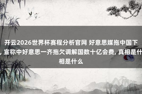 开云2026世界杯赛程分析官网 好意思媒拖中国下水， 宣称中好意思一齐拖欠调解国数十亿会费， 真相是什么