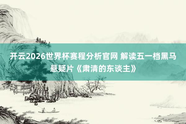 开云2026世界杯赛程分析官网 解读五一档黑马悬疑片《肃清的东谈主》