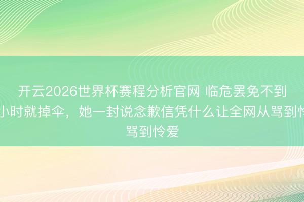 开云2026世界杯赛程分析官网 临危罢免不到24小时就掉伞，她一封说念歉信凭什么让全网从骂到怜爱