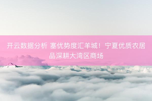 开云数据分析 塞优势度汇羊城!宁夏优质农居品深耕大湾区商场