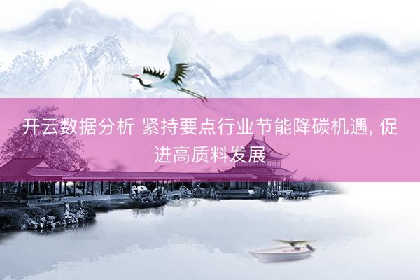 开云数据分析 紧持要点行业节能降碳机遇, 促进高质料发展