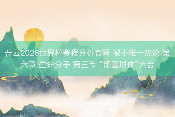 开云2026世界杯赛程分析官网 微不雅一统论 第六章 生命分子 第三节 “闭塞球体”六合